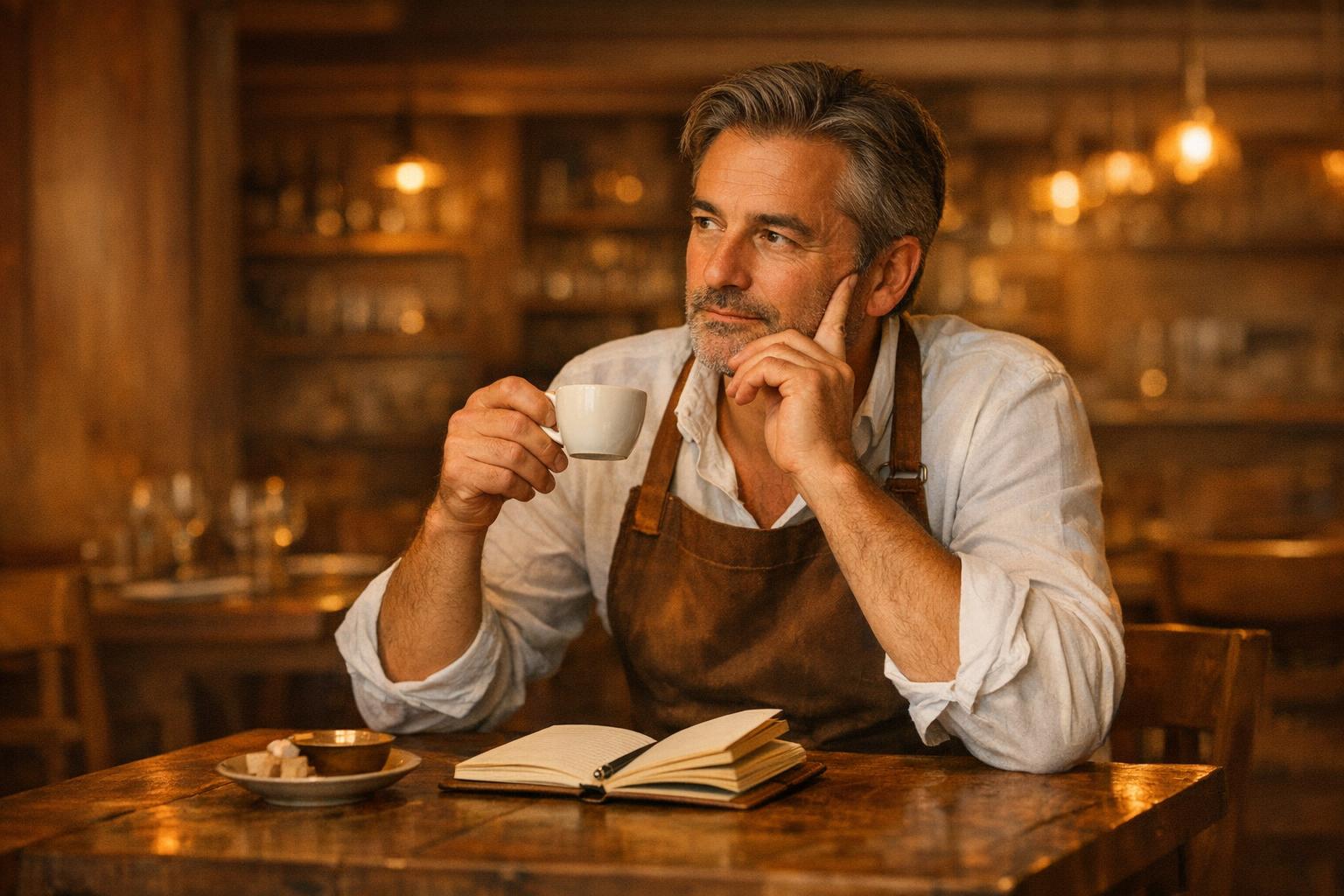 Restaurateur calculant le retour sur investissement de son WiFi entre deux services