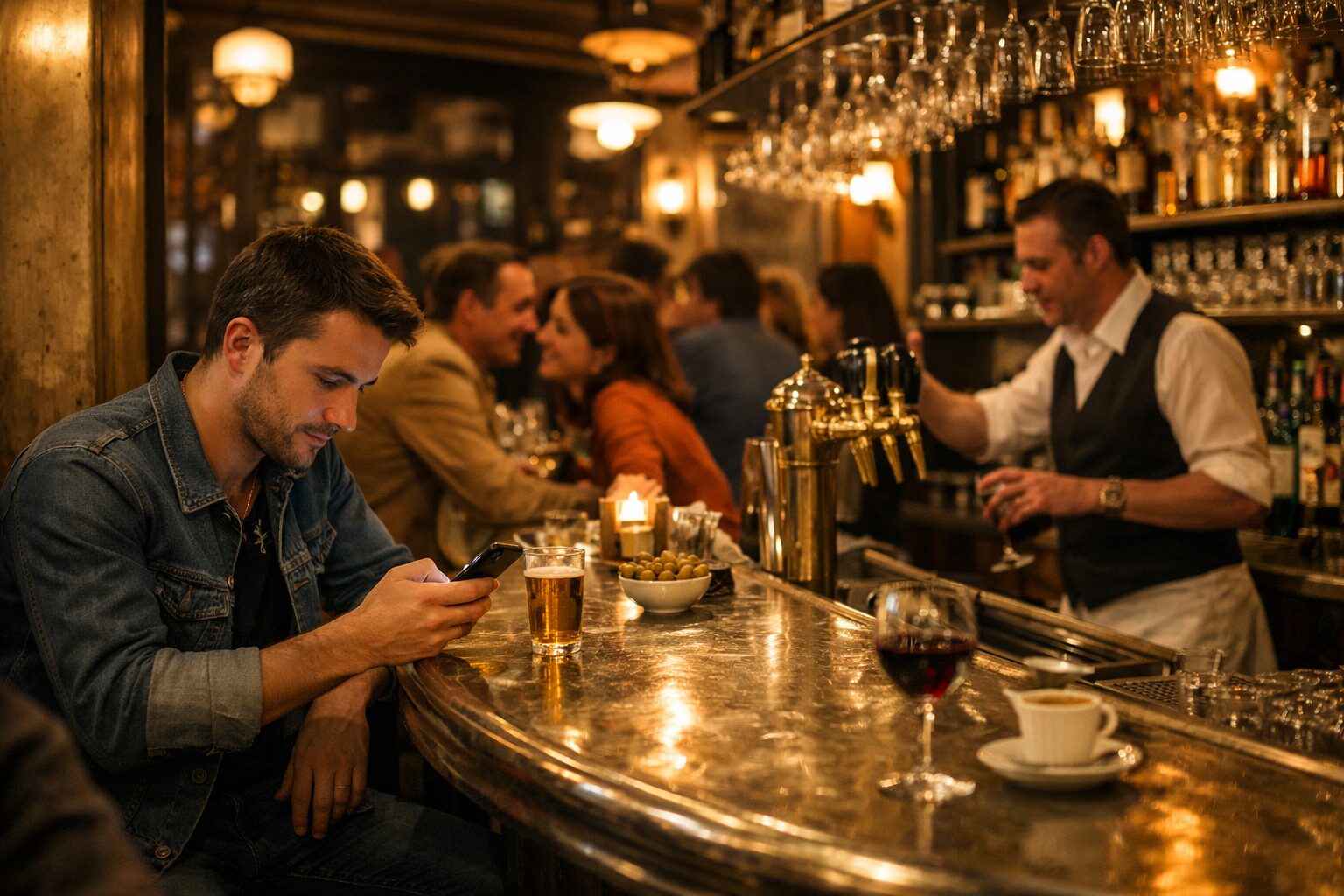 Intérieur chaleureux de café-bar équipé du WiFi clients PassWiFi