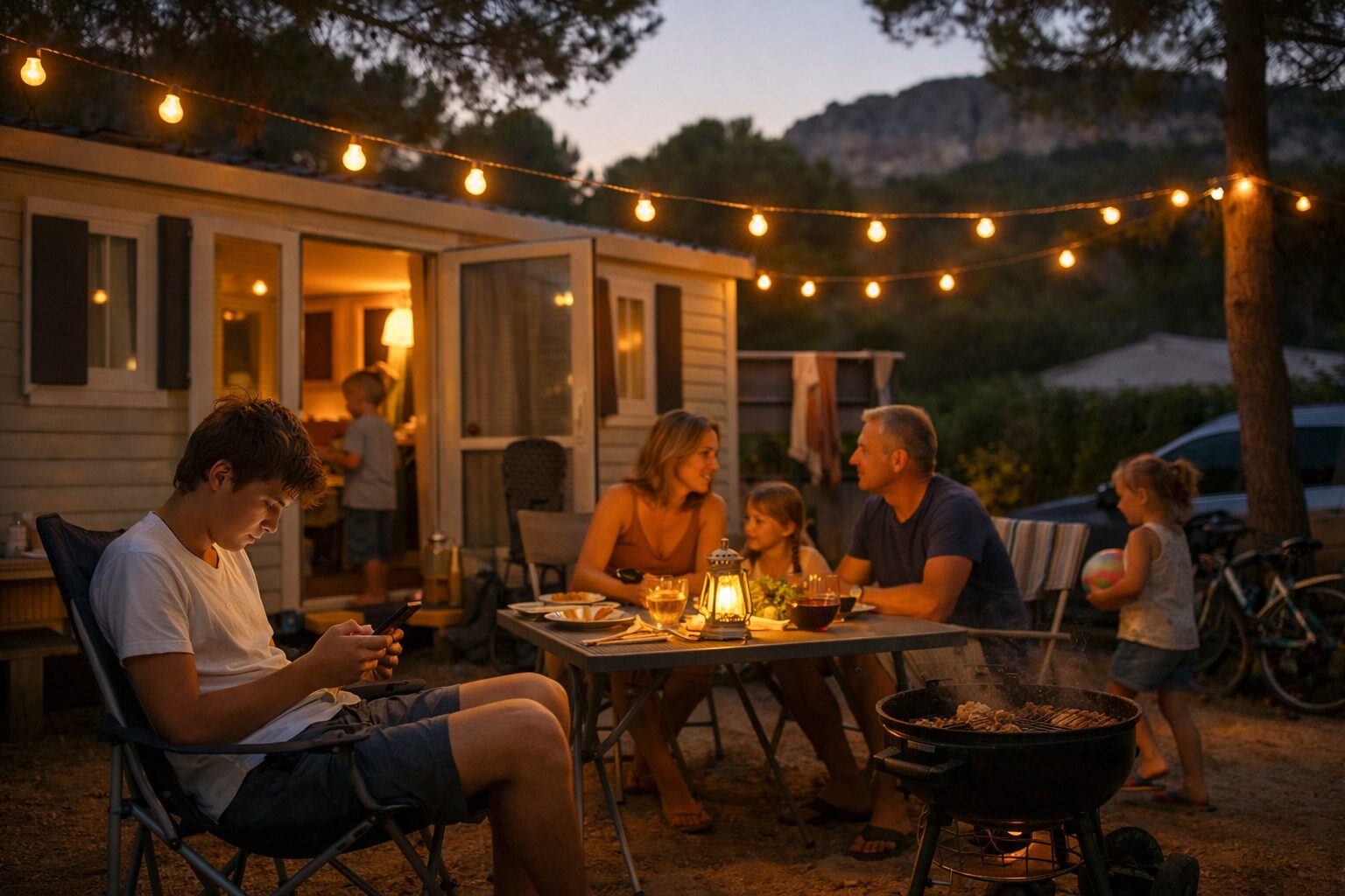Camping de nuit, tente éclairée, WiFi PassWiFi sur l'ensemble du terrain